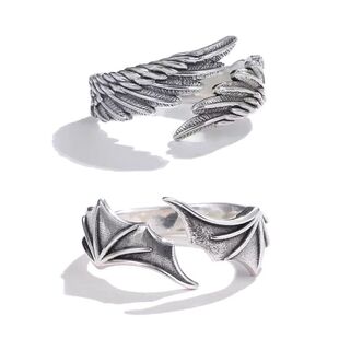 Retro Angel Demon Wing Couples Rings Fashion Men Women