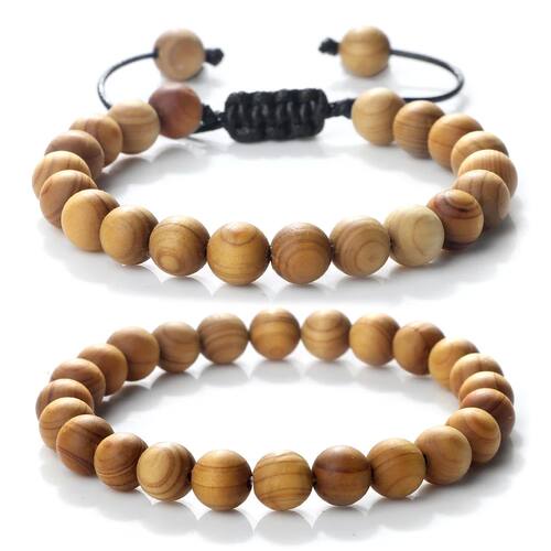 High Quality Cliff Cypress Wooden Beads Bracelets Women Men