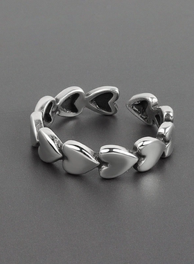 Cute Love Heart Cross Finger Silver Color Open Rings For