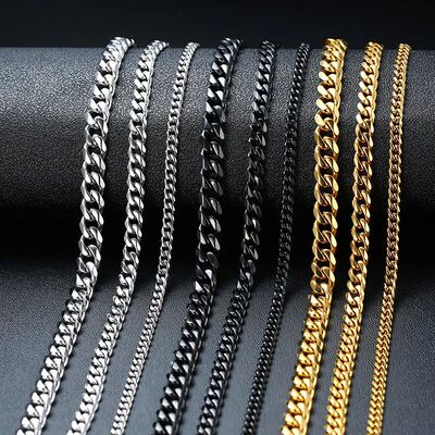 Cuban Chain Necklace for Men Women,Basic Punk Stainless