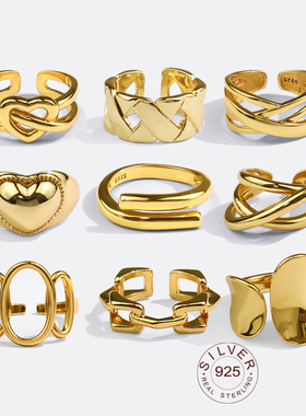 Sterling Silver Rings for Women Open Vintage Wedding Trendy