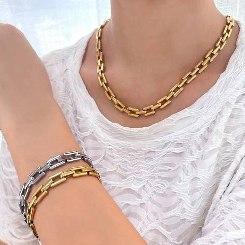 Stainless Steel Jewelry Set Gold Plated Fashion Necklace