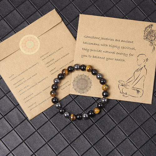 Men Bracelets Natural Tiger Eye Stone Bracelets Polished