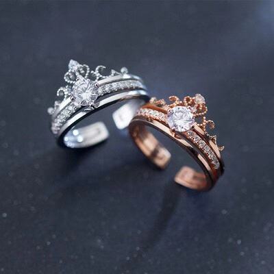 2024 New Domineering Gorgeous Style Crown Ring Shiny Zirco