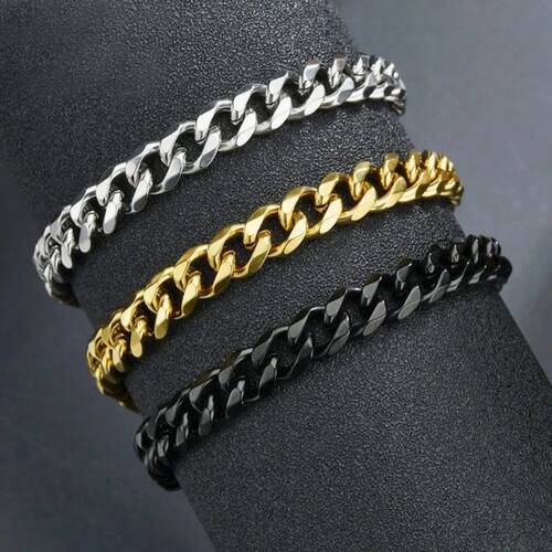 Fashion Stainless Steel Men Curb Cuban Chain Bracelets