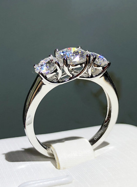 2023 Three stone Lab Diamond Ring 925 sterling silver