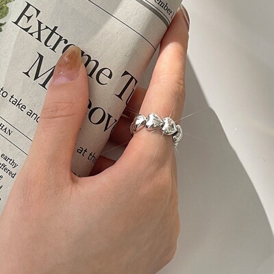 925 Sterling Silver Geometric Unique Retro Lines Rings for