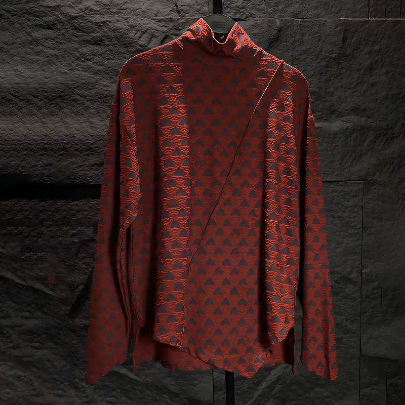 2025春季新款红色印花打底衫男装简约百搭时尚潮流基础款男士上衣