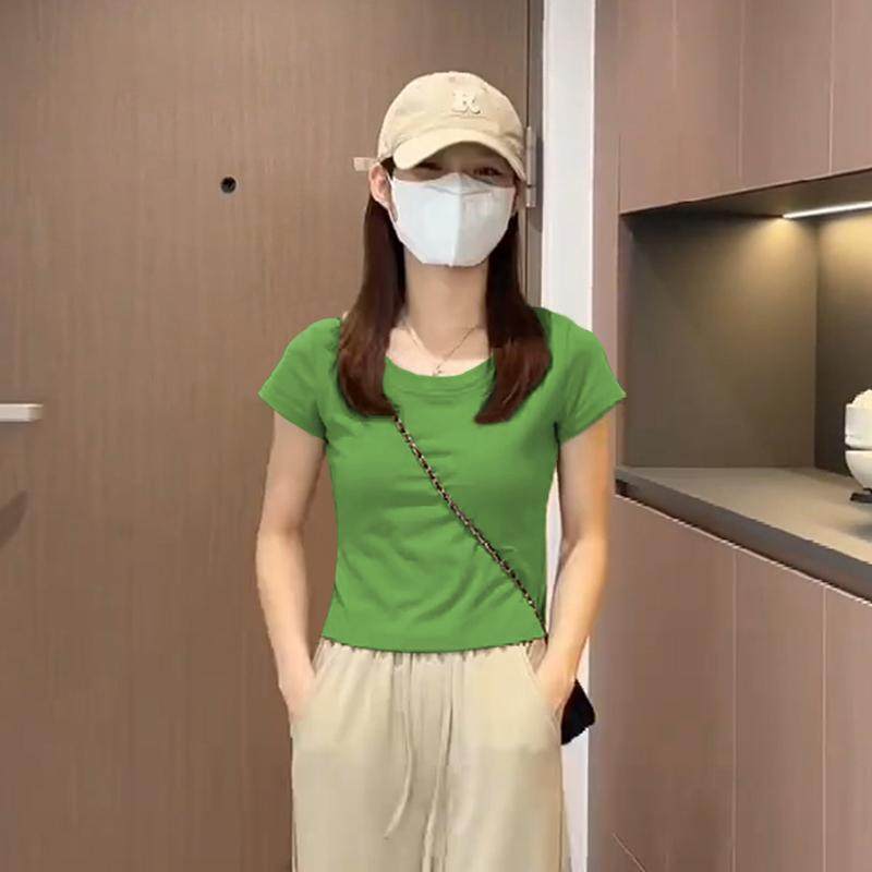 2025新款设计感独特别致短款t恤短袖纯棉圆领内搭打底衫遮肉上衣,女装/女士精品,T恤,淘宝优惠券,粉丝福利购,淘宝优惠卷