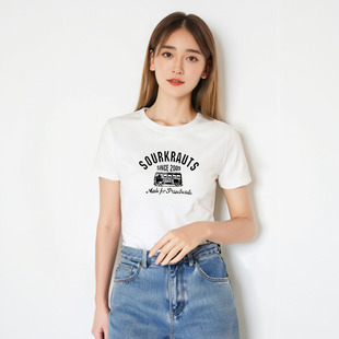 炭灰色正肩短袖t恤女装2025夏新款修身显瘦纯棉体恤漂亮时尚上衣
