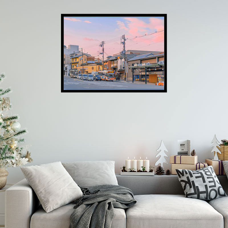 日式日本风景富士山下甜美色系装饰海报小清新风景卧室宿舍装饰画