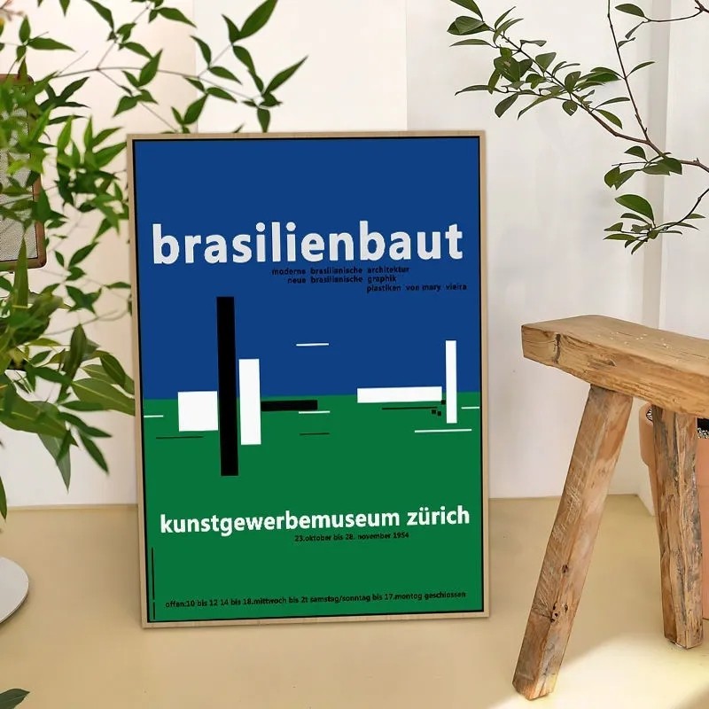 包豪斯蒙德里安简约现代主义字母海报装饰画绿色蓝色拍照道具挂画