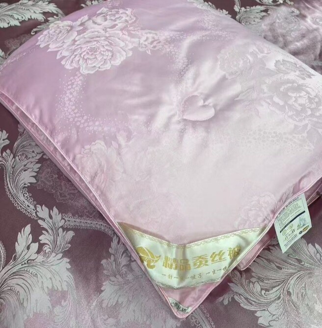 高端全棉贡缎提花蚕丝被芯(粉色)