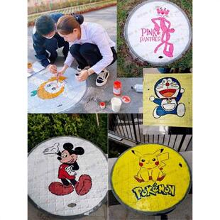 井盖涂鸦模板卡通图案美化画画镂空石球喷漆彩绘外墙墙面喷漆绘画