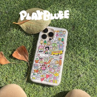 16pro 素涂鸦双层磨砂手机壳适用于苹果17pro PlayBluee 原创小元