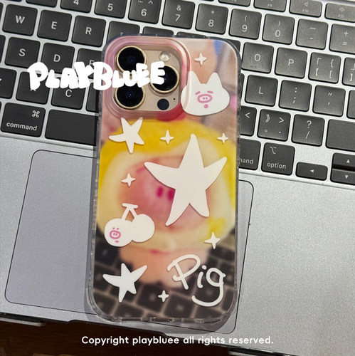 PlayBluee 原创粉粉猪宝宝双层磨砂手机壳适用于苹果17华为磁吸