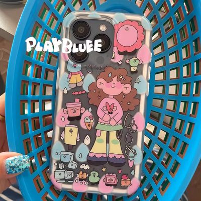 PlayBluee 原创春夏女孩imd二合一磨砂手机壳适用于苹果15 15pm