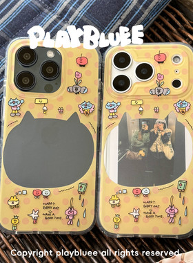 PlayBluee 原创猫猫头照片磨砂手机壳适用于17pro华为