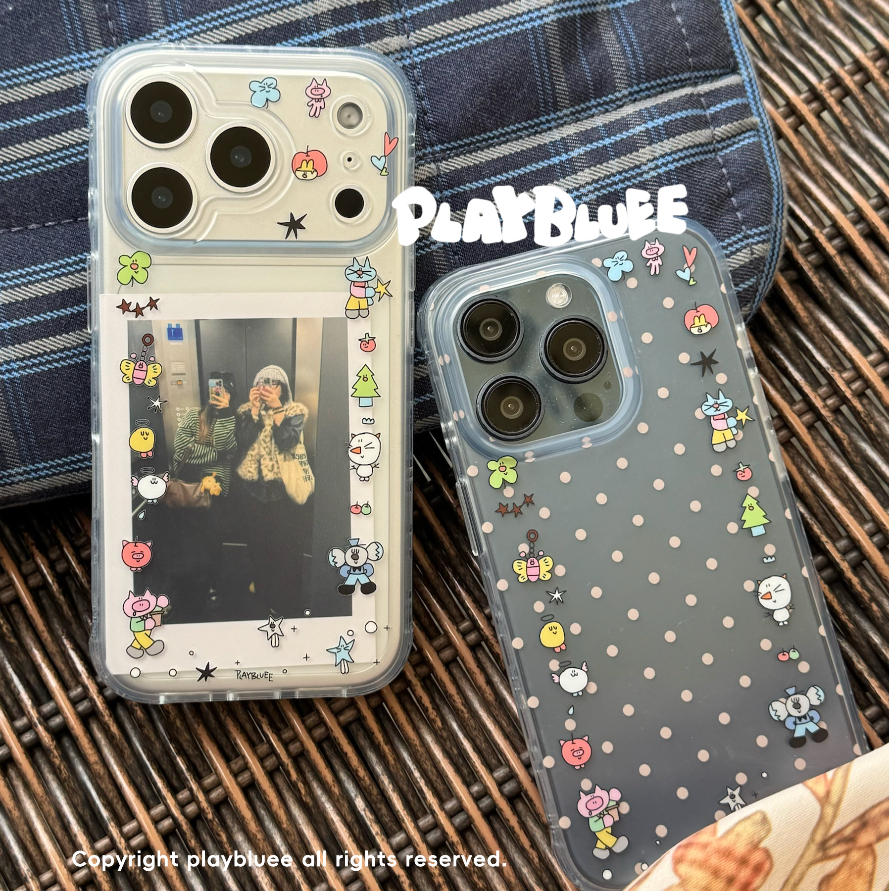 PlayBluee 原创爆炸头一家小图案磨砂手机壳适用于17pro华为磁吸