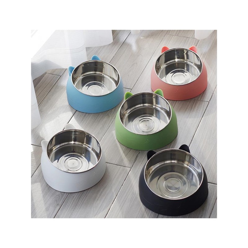 网红不锈钢猫碗猫食盆防打翻护颈高脚保护颈椎大口径斜口狗碗狗盆