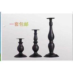 欧式古典黑色单头求婚礼物 西餐铁艺蜡烛台婚庆摆件 高档烛台