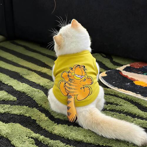 猫咪衣服防掉毛薄款加菲猫小背心小型犬可爱搞笑立体尾巴两脚衣