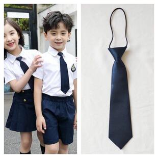 儿童领带男女童校服表演出服宝宝衬衣绅士礼服免打藏青小领带男孩