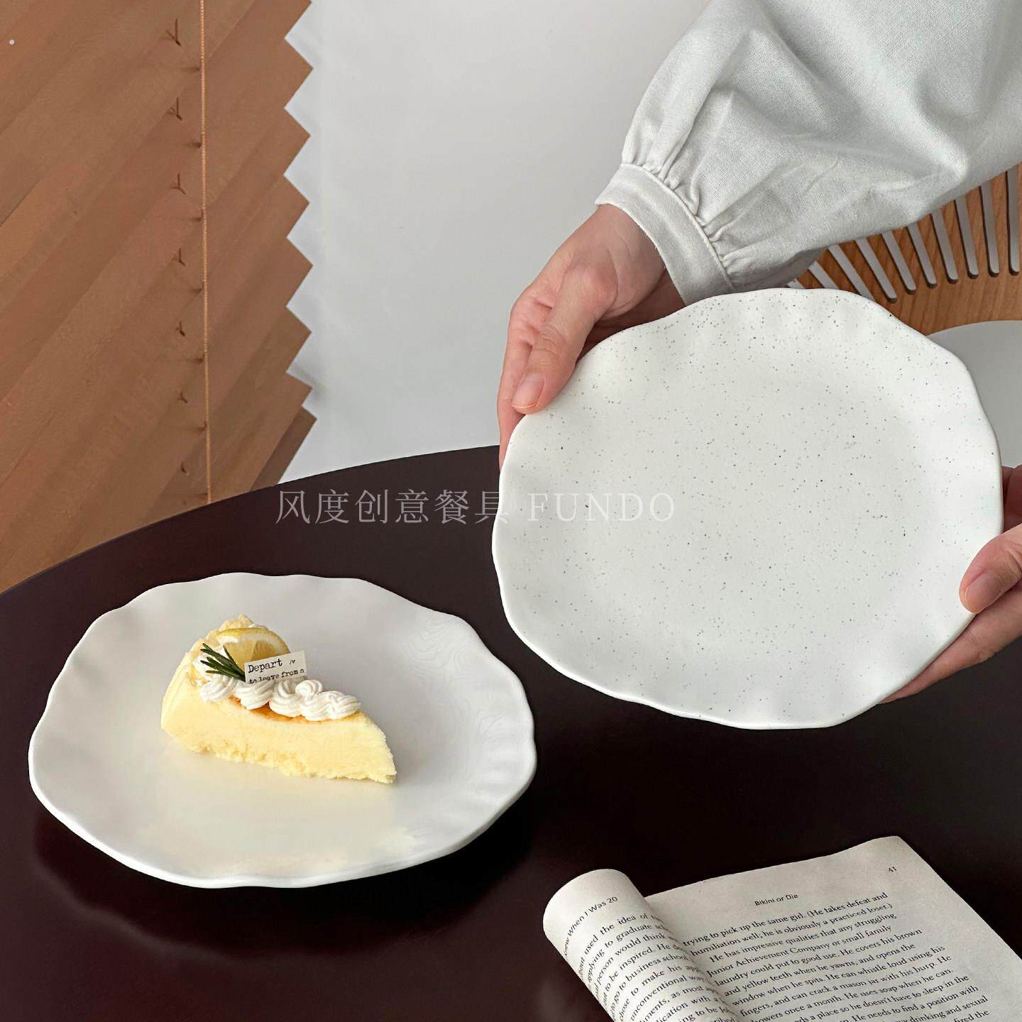 不规则白色陶瓷盘精致下午茶点心碟蛋糕甜品盘西餐餐盘家用高级感