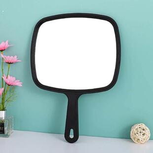 特大号高清化妆镜方形手柄镜圆形可携式手持镜美容院发廊镜子化妆