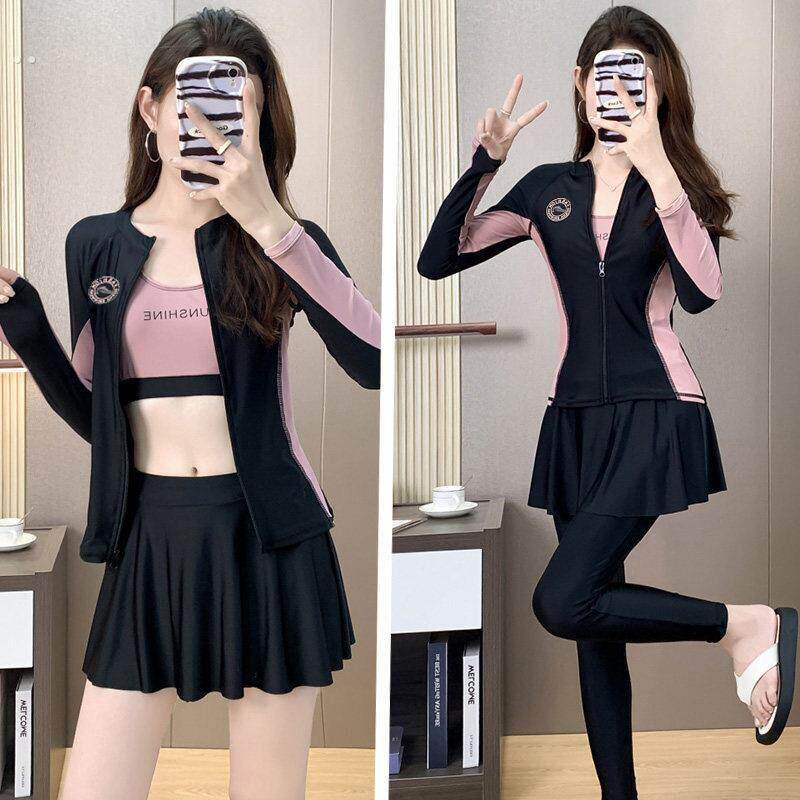 泳衣女款分体长袖长裤防晒四件套保守显瘦高级感冲浪潜水服泡温泉