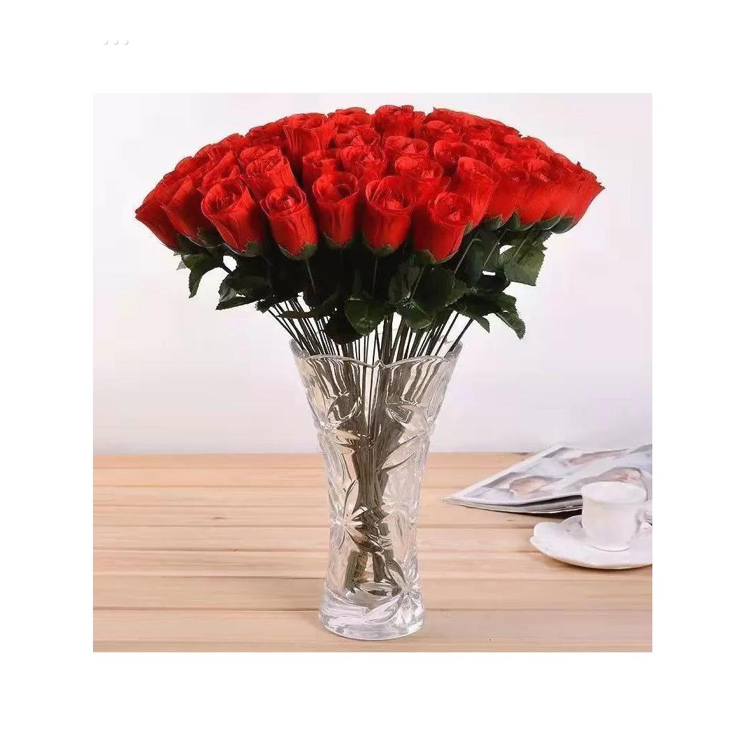 模拟玫瑰客厅装饰电视柜插花丝绸花单塑料假花花束干花装饰品