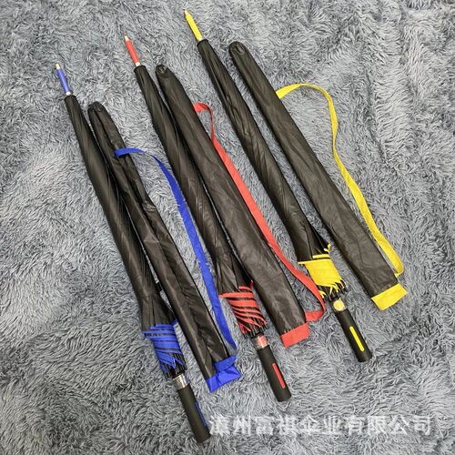 27寸商务大号彩纤维骨 防风牢固轻奢简约长柄雨伞黑胶晴雨两用伞