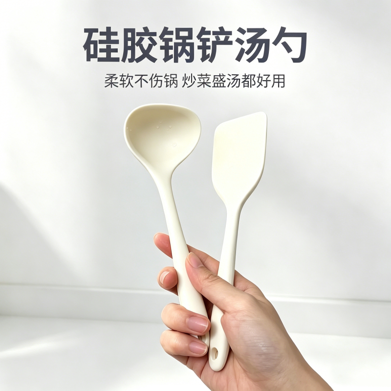 食品级迷你锅铲硅胶汤勺小号炒菜铲子婴儿辅食铲勺不粘锅专用锅铲
