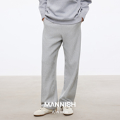Mannish25秋冬新款 休闲直筒长裤 横织无侧缝舒适运动松紧卫裤 男裤