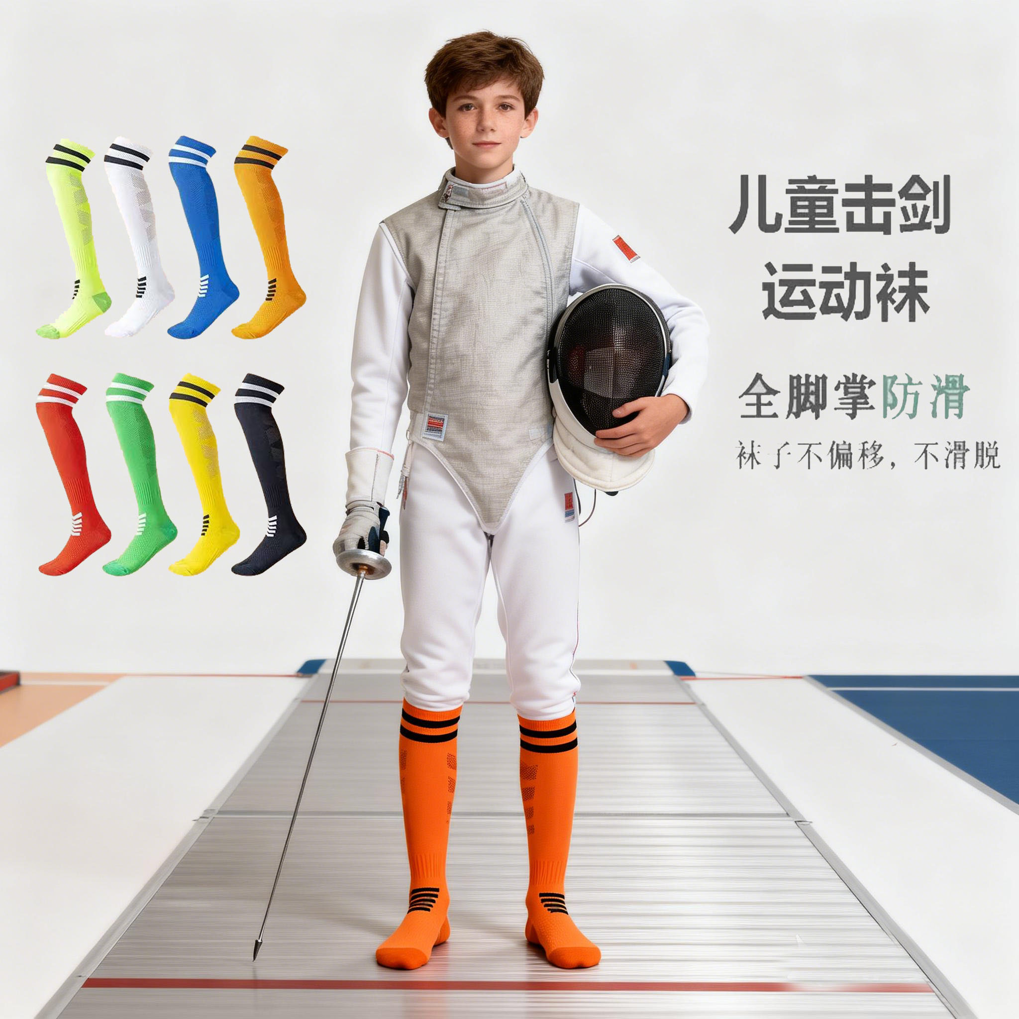 专业击剑袜子儿童成人夏季比赛训练器材长筒加厚毛巾底吸汗运动袜图片