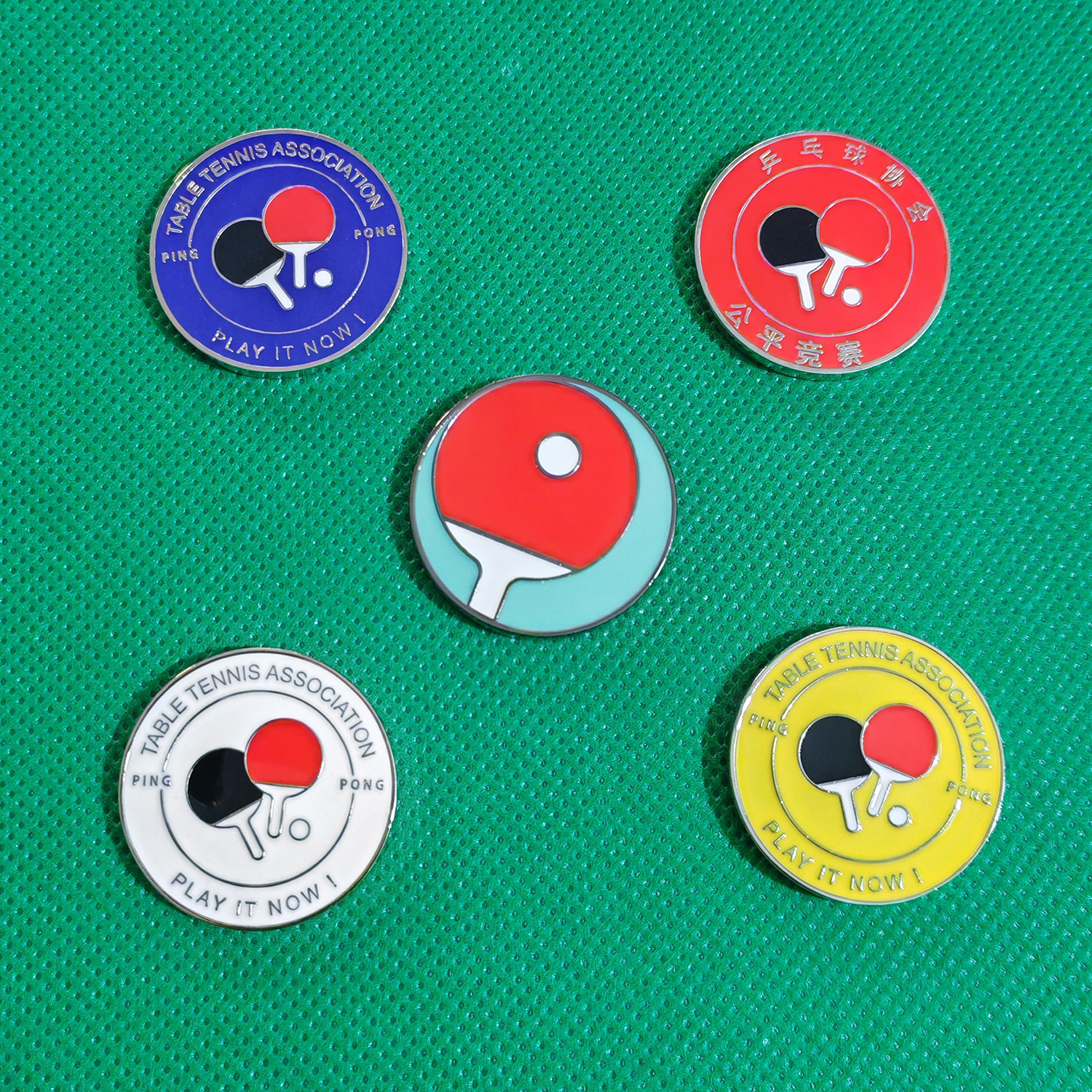 乒乓球挑边器足球比赛红黄白牌 可定做金属珐琅选抛分边挑边器