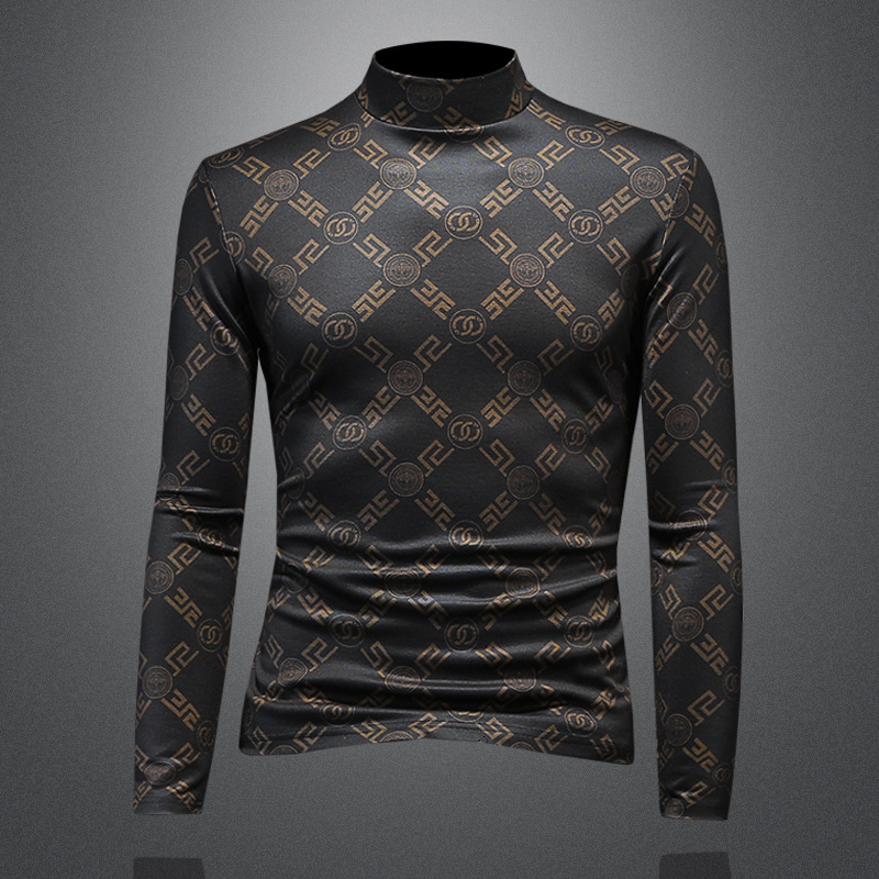 AWESOME~出口挪威！镂空黑色2025秋冬天丝棉中领长袖打底衫加厚潮