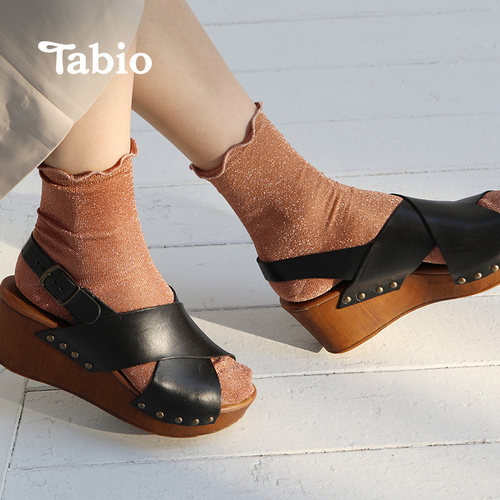 tabio金葱系列闪光卷边短筒袜子