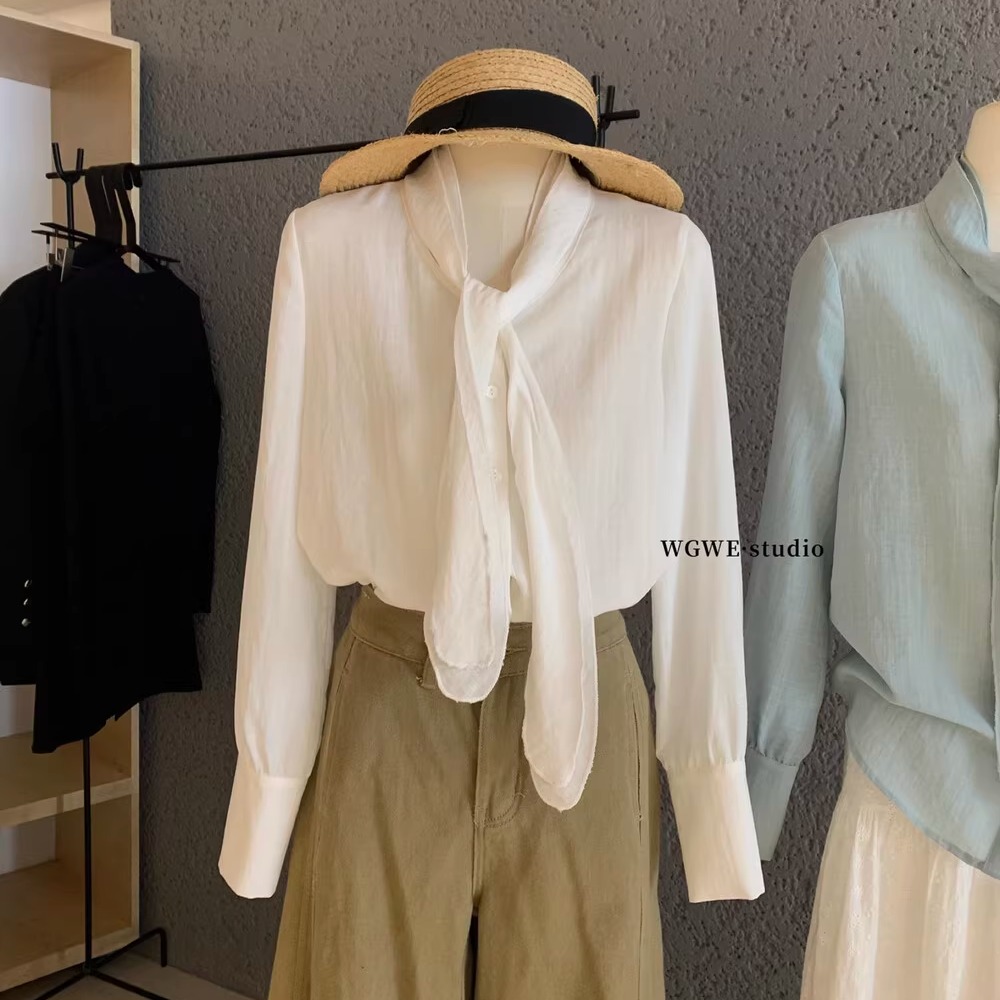 高端小资长袖衬衫女秋季新款上衣