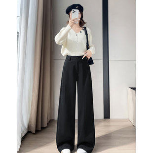 子宽松直筒显瘦阔腿裤 秋冬外穿厚款 女垂感高级超火 裤 休闲西装