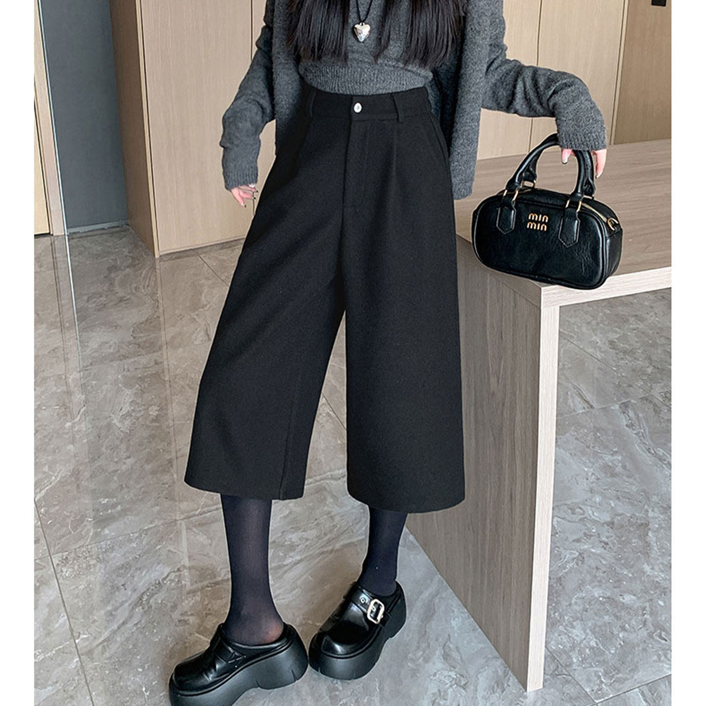 灰色毛呢七分西装裤女今年流行2026春季新款显瘦高级阔腿休闲裤子,女装/女士精品,休闲裤,淘宝优惠券,粉丝福利购,淘宝优惠卷