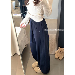 2026春季新款韩版弯刀束脚卫裤女高腰显瘦宽松直筒运动休闲阔腿裤