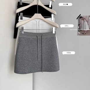 防走光抽绳运动短裙女2025夏季 小个子高腰显瘦卫裙百搭A字半身裙