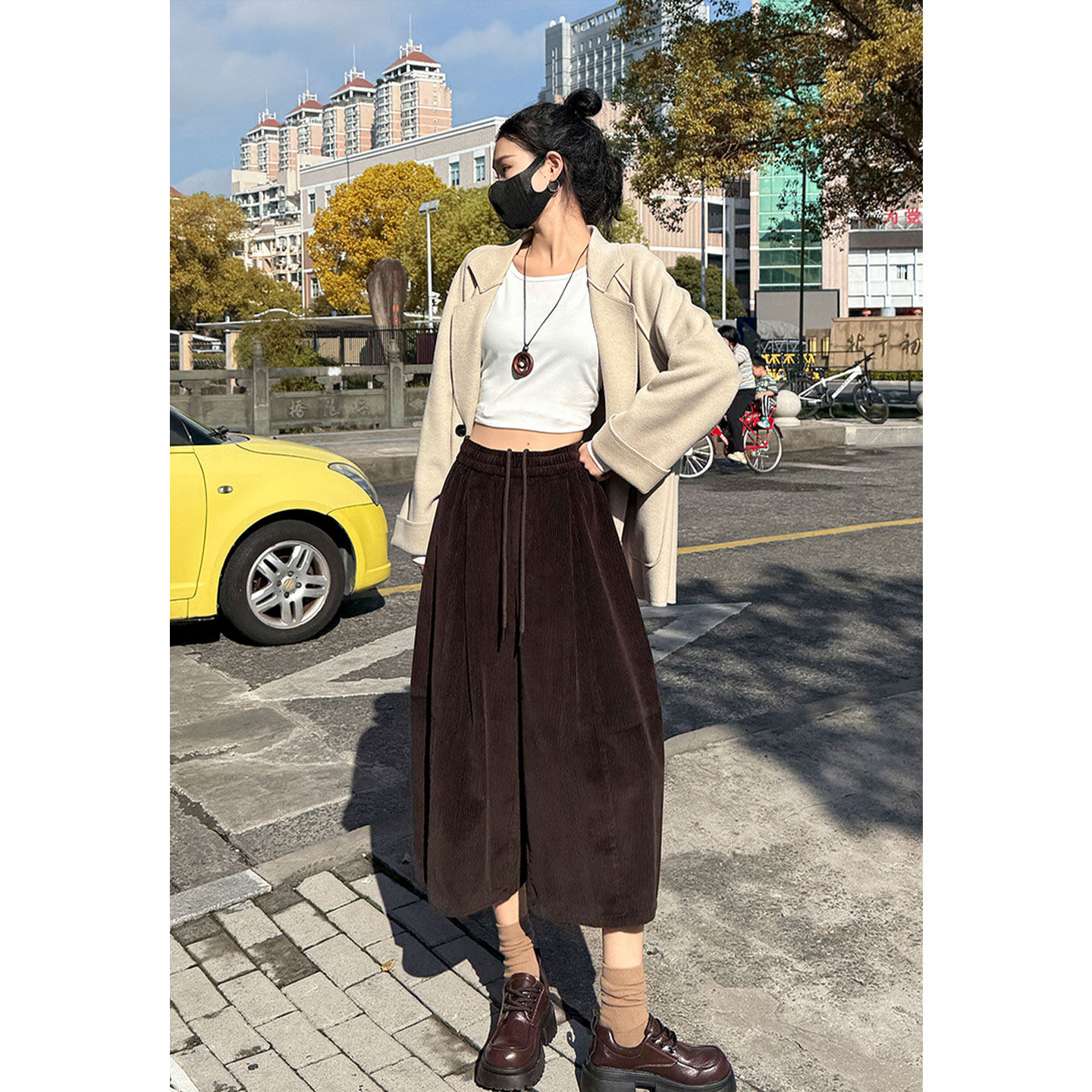 老钱风过膝靴裤灯芯绒七分裤女2026春季新款复古显瘦阔腿休闲中裤,女装/女士精品,半身裙,淘宝优惠券,粉丝福利购,淘宝优惠卷