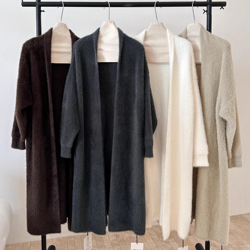 高克重慵懒仿水貂绒毛衣开衫女秋