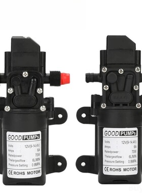 自动流量开关 6L/Min 12V 130PSI自动隔膜水泵小型高压自吸泵