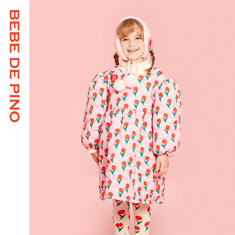 BEBEDEPINO女童保暖满印花连衣裙