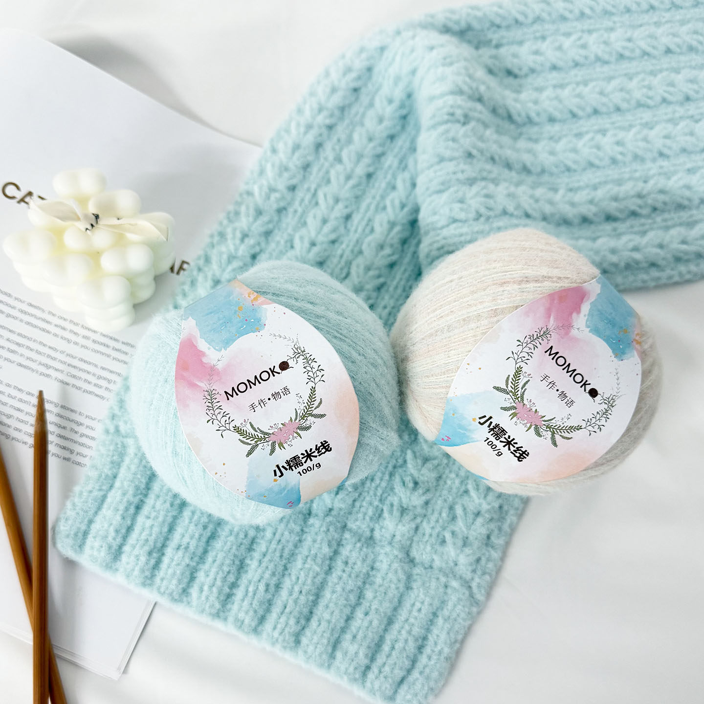 小糯米线钩针棒针冬天围巾帽子