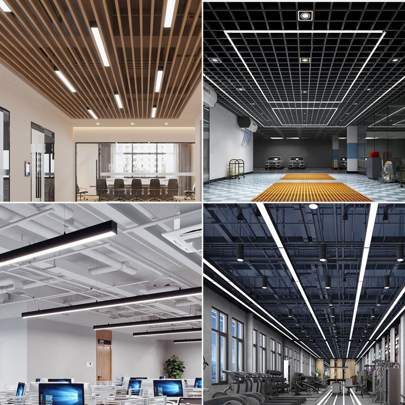 超公灯ed长条灯铝方通专用灯格栅吊顶健身房商厂市平l板线行办灯