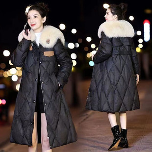 羽绒棉服女2023冬新款爆款时尚洋气中长款过膝大毛领加厚外套